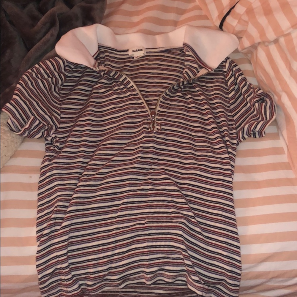 Striped cropped tee shirt